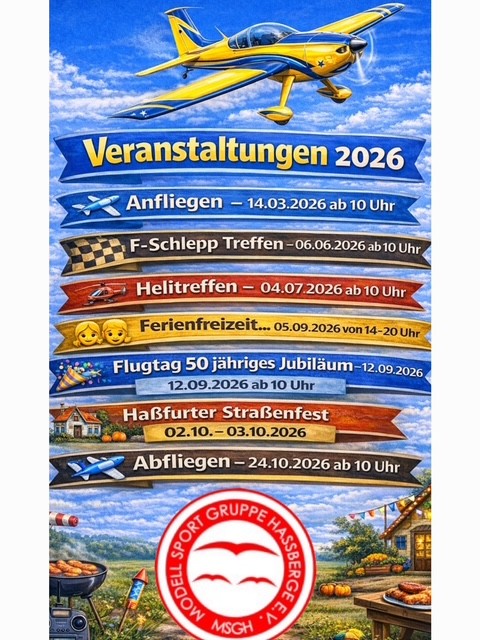 Veranstaltungsübersicht 2026 der MSG Hassberge e.V.
